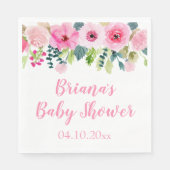 Serviette En Papier Déjeuner Baby shower Floral rose moderne (Devant)