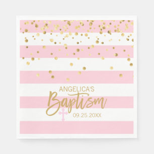 Serviette En Papier Déjeuner BAPTISME PINK Gold GIRL PINK