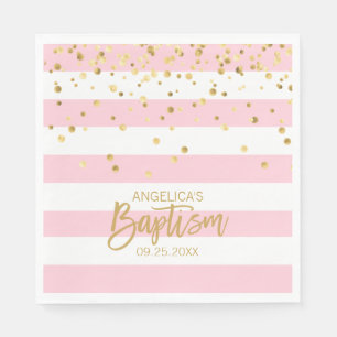 Serviette En Papier Déjeuner BAPTISME PINK Gold GIRL PINK