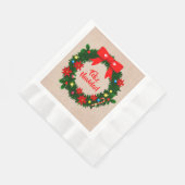 Serviette En Papier Déjeuner de Feliz Navidad Merry Christmas Wreath (Coin)