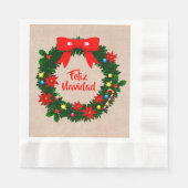 Serviette En Papier Déjeuner de Feliz Navidad Merry Christmas Wreath (Devant)
