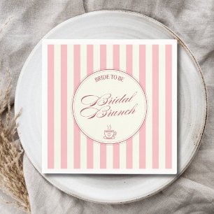 Serviette En Papier Déjeuner de mariage aux rayures roses Café vintage