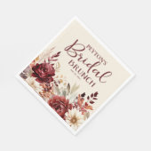 Serviette En Papier Déjeuner de mariage floral crème Bourgogne (Coin)