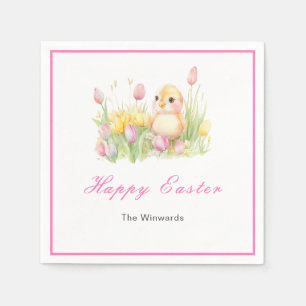 Serviette En Papier Déjeuner de Pâques de poulet printanier