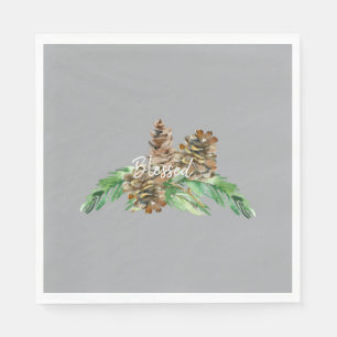 Serviette En Papier Déjeuner Gris Bienheureux Pin Cone