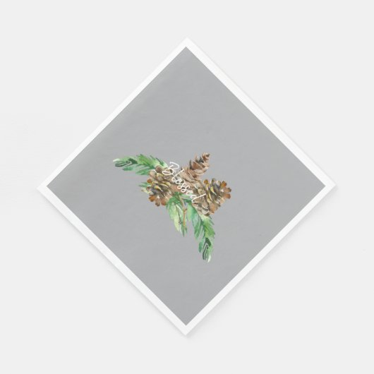 Serviette En Papier Déjeuner Gris Bienheureux Pin Cone (Coin)