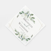 Serviette En Papier Déjeuner Mariage Eucalyptus personnalisé (Coin)