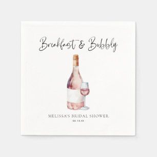 Serviette En Papier Déjeuner Rose Élégant & Bridal Shower au Champagne