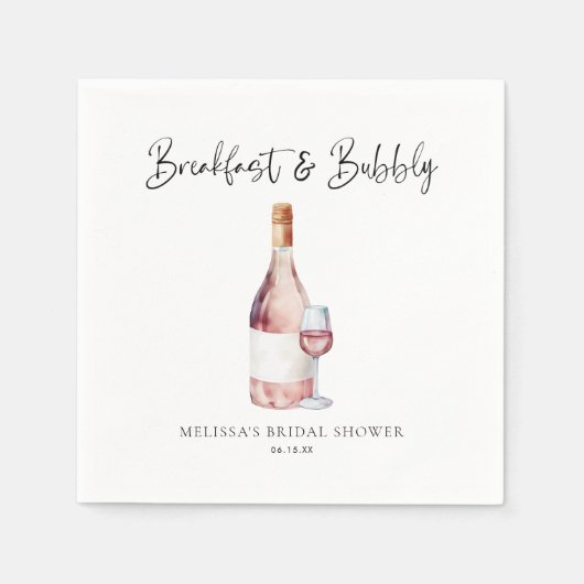 Serviette En Papier Déjeuner Rose Élégant & Bridal Shower au Champagne (Devant)