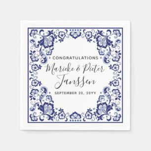 Serviette En Papier Delft Blauw Delft Blue Hollandais Mariage Dîner