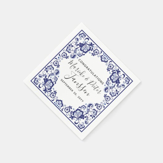 Serviette En Papier Delft Blauw Delft Blue Hollandais Mariage Dîner (Coin)