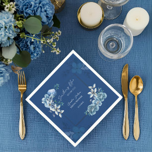 Serviette En Papier Delft Bleu Blanc Chinoiserie Floral Mariage
