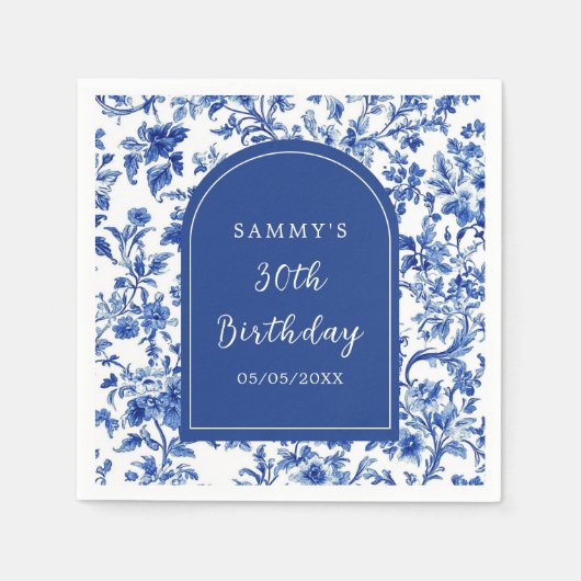 Serviette En Papier Delft Blue Antique Chinoiserie fête d'anniversaire (Devant)