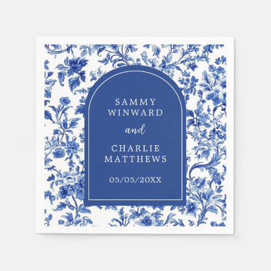 Serviette En Papier Delft Blue Antique Chinoiserie Mariage (Devant)