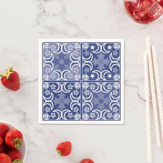 Serviette En Papier Delft tile ethnic national Dutch pattern   (En situation)