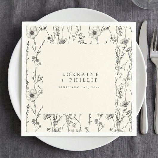 Serviette En Papier Délicat automne fleurs sauvages mariage serviette