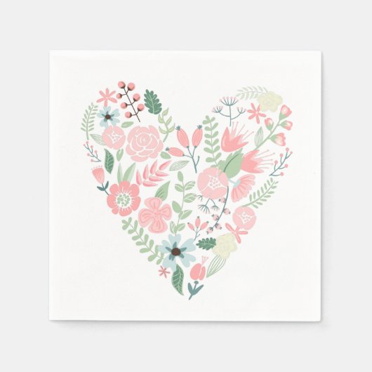 Serviette En Papier Délicat coeur floral (Devant)