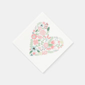 Serviette En Papier Délicat coeur floral (Coin)