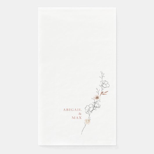 Serviette En Papier Délicat Floral Cinnamon Texte Mariage blanc (Devant)