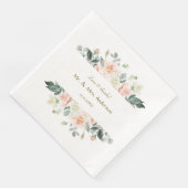 Serviette En Papier Délicat Mariage Aquarelle Bleu Fleurs blanches (Coin)
