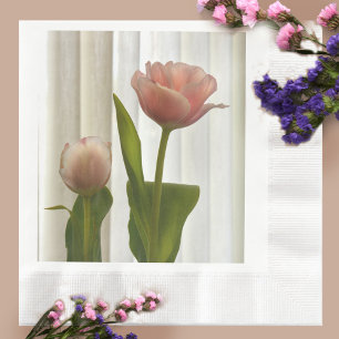 Serviette En Papier Délicat Pink Tulips Floral Photographie