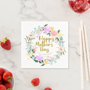 Serviette En Papier Délicate aquarelle Floral Bonne Fête des mères