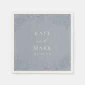 Serviette En Papier Delicate Blue Floral Wedding (Devant)