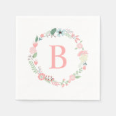 Serviette En Papier Délicate couronne florale monogramme (Devant)