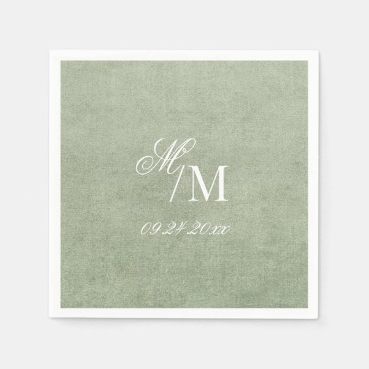 Serviette En Papier Delicate Elegant Minimal Sage Green Wedding (Devant)