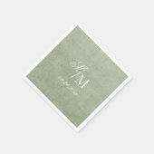 Serviette En Papier Delicate Elegant Minimal Sage Green Wedding (Coin)