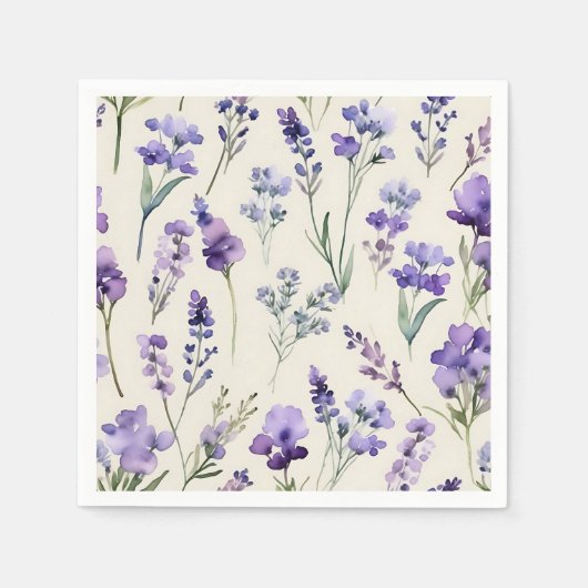 Serviette En Papier Delicate Lavender Dream aquarelle Floral (Devant)