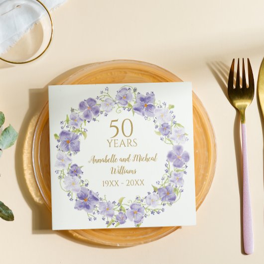 Serviette En Papier Delicate Lavender Floral Garland 50e Mariage
