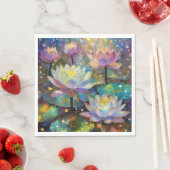 Serviette En Papier Delicate Lotus Flowers Blossoming in the Snow (En situation)