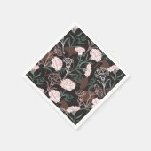 Serviette En Papier Délicates oeillets roses avec fleurs Feuilles vert (Coin)