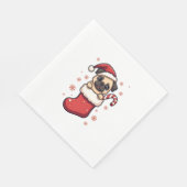 Serviette En Papier Délice de Pug Santa (Coin)