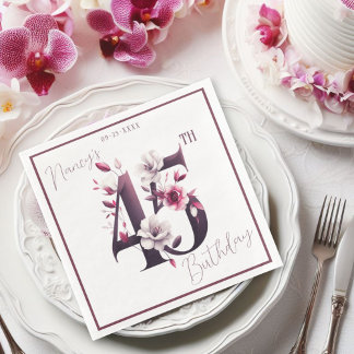 Serviette En Papier Délicieuse florale personnalisable 45e anniversair