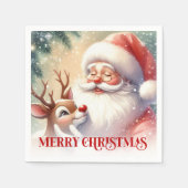 Serviette En Papier Delightful Santa Rudolph Holiday Party Napkins (Devant)