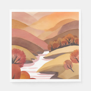 Serviette En Papier Demeure d'Automne Paysage aquarelle de feuillage