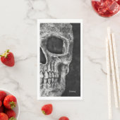 Serviette En Papier Demi-Crâne gothique Cool noir et blanc Grunge (En situation)