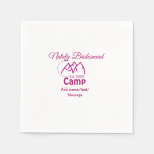Serviette En Papier Demoiselle d'honneur de camp rose ajouter nom date