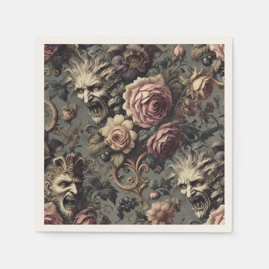 Serviette En Papier Demons of Delinquency – Gothic Floral Design (Devant)
