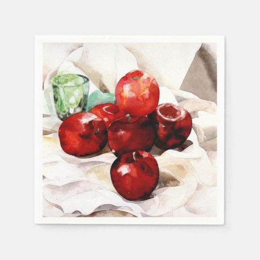 Serviette En Papier Demuth - Pommes et verre vert (Devant)