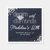 Serviette En Papier Denim Diamonds Bling Classy Elegant Party Custom (Devant)