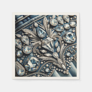 Serviette En Papier Denim & Diamonds Gemstone Jean fête d'anniversaire