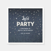 Serviette En Papier Denim Diamonds Parties scintillant Rhinestone Chic (Devant)