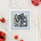 Serviette En Papier Denim Diamonds & Perles Jeans Bling Anniversaire (En situation)