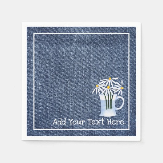 Serviette En Papier Denim Et Daisys (Devant)