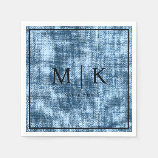 Serviette En Papier Denim Fabric Bleu clair | Napkins mariage (Devant)