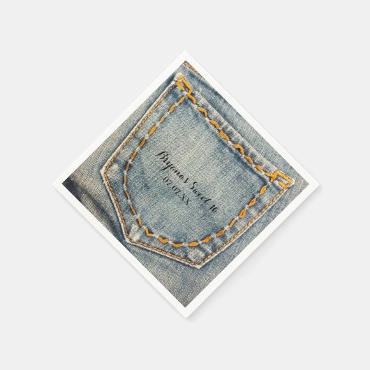 Serviette En Papier Denim Jean Poche Poche Anniversaire (Coin)