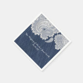 Serviette En Papier Denim Jean & White Lace Élégante Mariage nuptiale (Coin)
